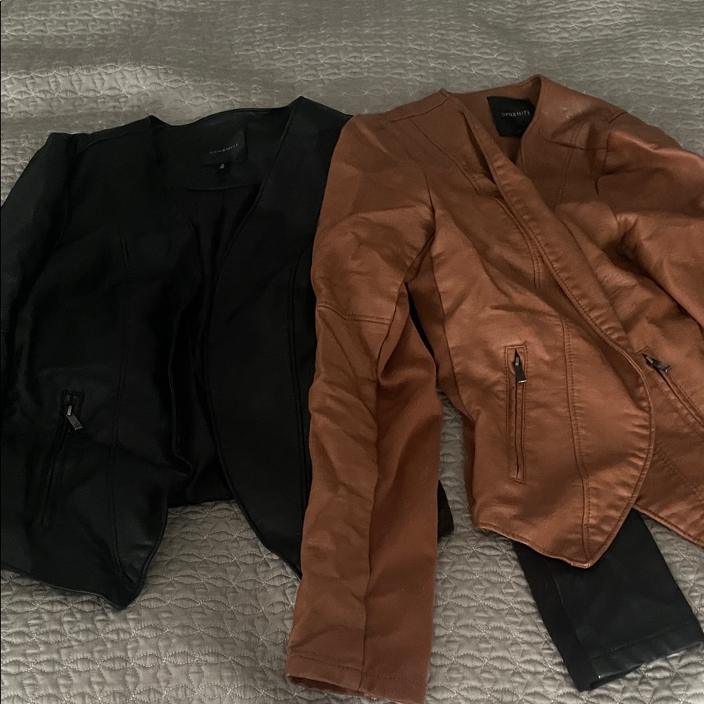 Dynamite Black and Brown Faux Leather Jackets-sold together